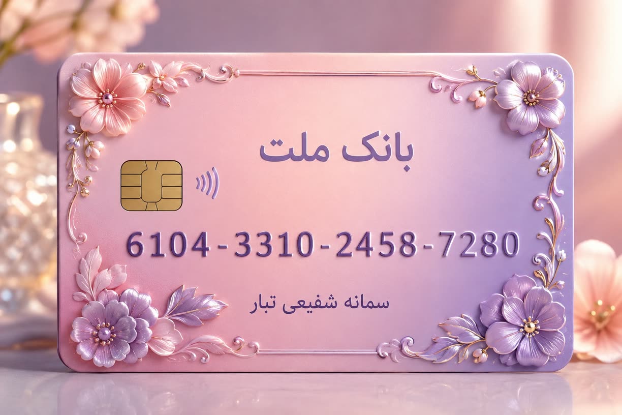 کارت بانکی بانک ملت به نام سمانه شفیعی تبار